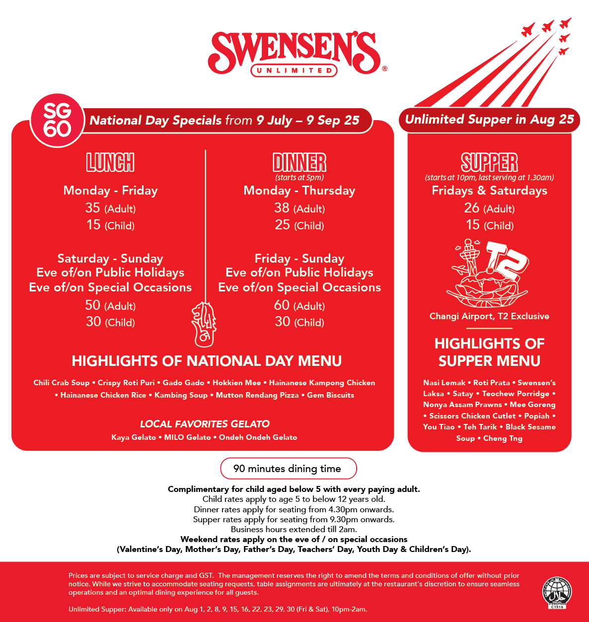 Swensens Unlimited Buffet Menu